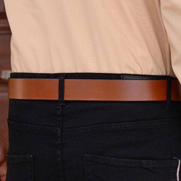 Hand Crafted 100% Genuine Mustard Brown Leather Mens Belt - Free Personalization - Picture 10 of 15